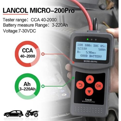 12V Auto Car Battery Tester 40-2000CCA 220AH Automotive Digital Diagnostics Tool