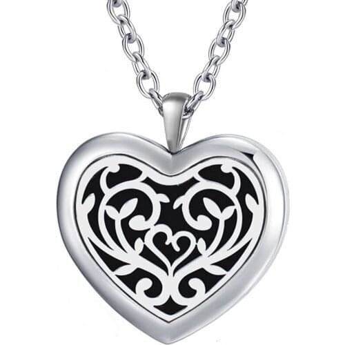 Free with Chain as Gift! Hot Sale 30mm Heart Necklace 316L Stainless Steel Essential Oil Diffuser Necklace Locket Jewelry