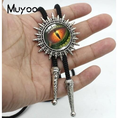 BOLO-00170 New Vintage Colorful Colored Animals Eyes Glass Cabochon Cowboy Necktie Necklace Bolo Tie Pendant Necklaces Jewelry
