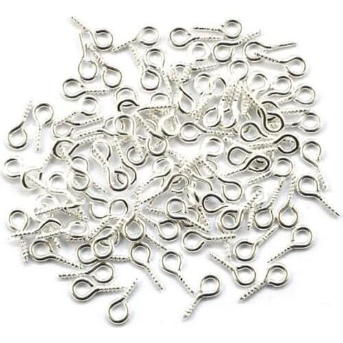 200pcs Bail Findings Drilled Beads Threaded Crafting Jewelry Accessories Hooks Making DIY Pendant Claps Eyelets Screw Eye Pins