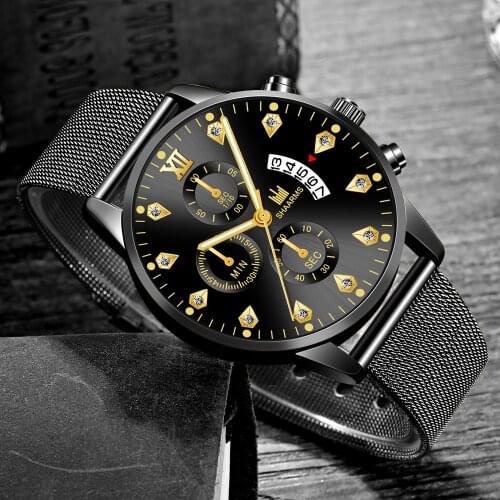 Top Men Calendar Watches Men Military Stainless Steel Mesh Casual Quartz Watch For Men Wristwatch Relogio Masculino Montre Homme