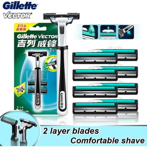 Safety Razor Shaving Machine Case Shaver Cassettes For Men Gillette VECTOR With Blades Manual Shave Kit Shavette For Beard