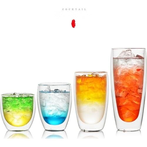 Danish Double Deck Glass Cafe Office Home Tea Coffee Mug Ice Cream Dessert Milk Cup Tumbler Cold Hot Isolation Bicchieri Caneca