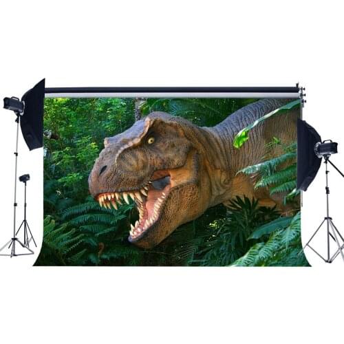 Dinosaur Backdrop Jurassic Period Jungle Forest Green Trees Leaves Scary Dinosaur Photography Background