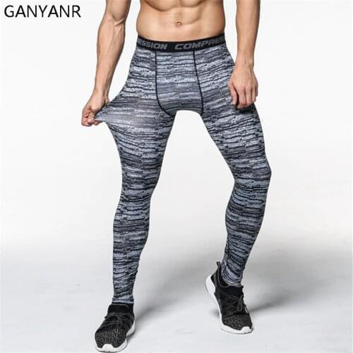 GANYANR Running Tights Men Yoga Basketball Fitness Athletic Leggings Compression Long Pants Sports Bodybuilding Gym quick dry