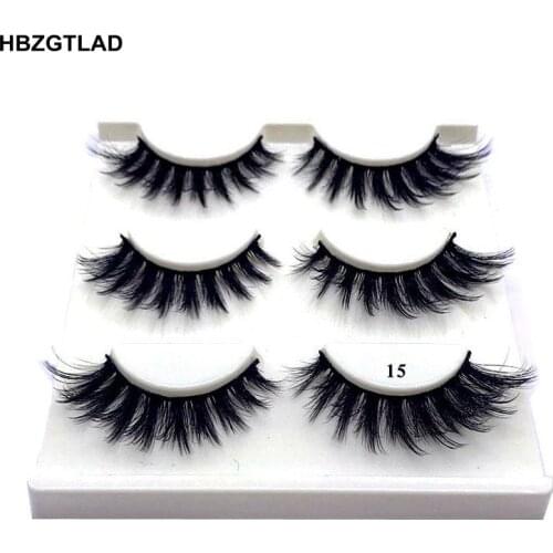 HBZGTLAD 3 pairs natural false eyelashes fake lashes long makeup 3d mink lashes eyelash extension mink eyelashes for beauty 15