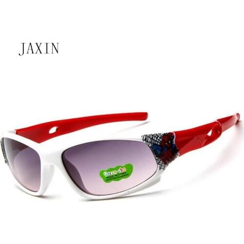 JAXIN New Spider-Man Sunglasses Kids Multi-color stitching Eyebrows Child Sunglasses Cute Personality Cool Baby Glasses UV400