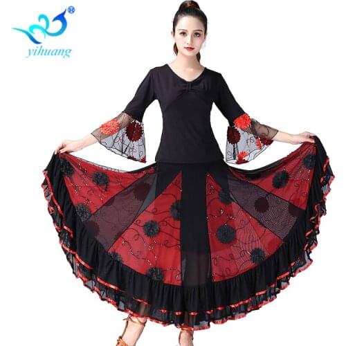 Ballroom Dance Costume Suit Modern Standard Dancewear Set Waltz Performance Outfits Flamenco Dance Costume Long Sleeves Tango #1