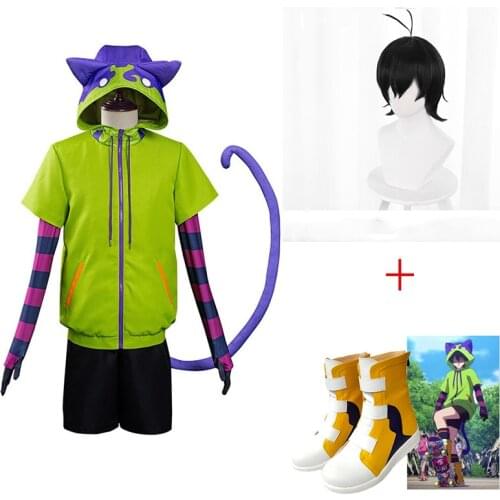 Anime SK8 The Infinity Miya Chinen Cosplay Costumes Hooded Zipper Hoodie Jacket Short Wig Tail Shoes Outfits SK Eight Suit Men