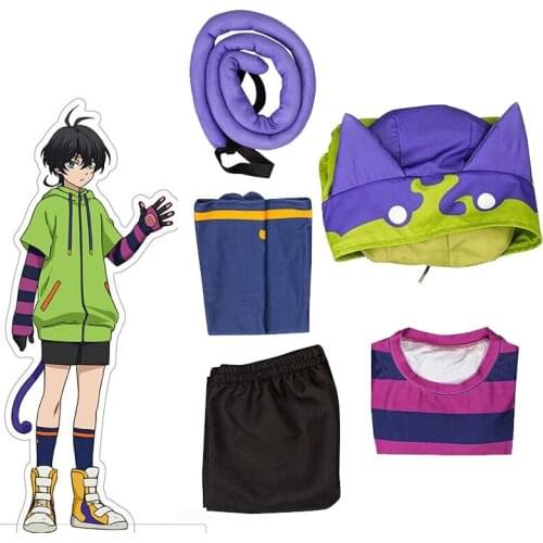 Anime SK8 The Infinity Cosplay Costumes Cosplay Hooded Zipper Hoodie Jacket Short Wig Tail Party Outfits SK Eight Suit Men
