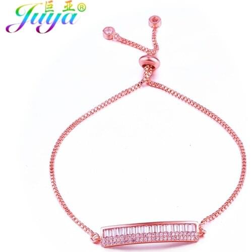 Dropshipping Trendy Bracelets Supplies Gold//Rose Gold Strip Connect Charm Bracelets Adjustable Chain Bracelets For Women
