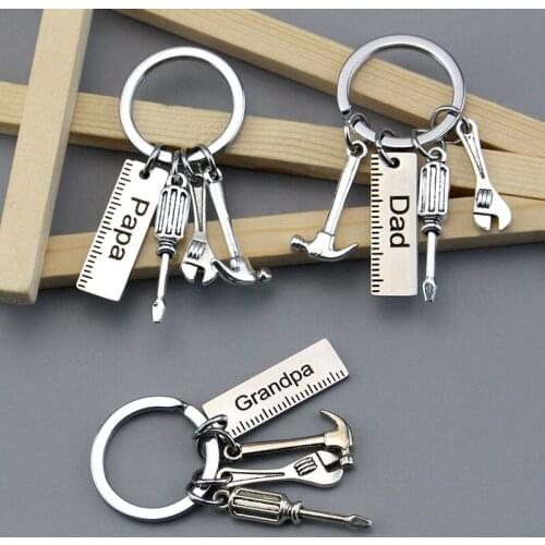 Fashion Dad Letters Keychains Creative Hammer Screwdriver Wrench Decor Tassel Hanging Pen dant Fathers Day Gifts Wholesale