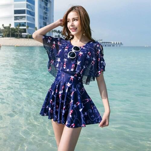 NODELAY 2020 Two Piece Swimsuit Lovely Cartoon Skirt Swimwear Women Beachwear Printed Bathing Suit Girls Conservation Swim Suit