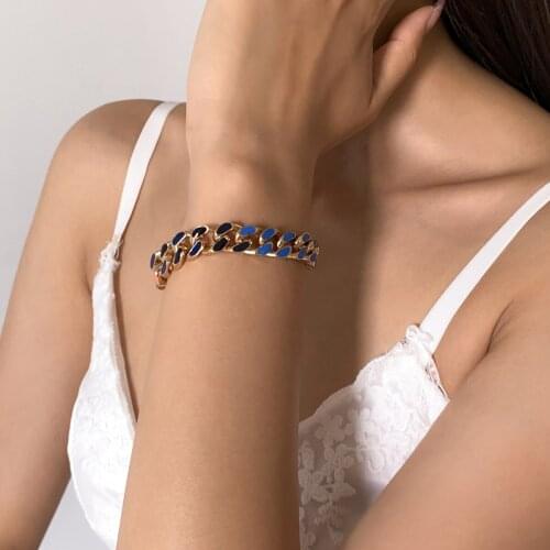 New Arrival Metal Geometric Chain & Link Bracelets Womens TRENDY Joining Together Mixed Color Cuba Bracelets Jewelry for Girls