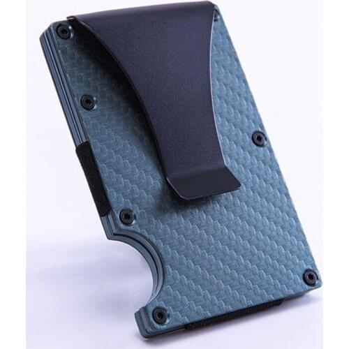 New Carbon Fiber Aluminum Bank ID Card Holder for Men Rfid Blocking Business Credit Card Case with Metal Money Clip Mini Wallet