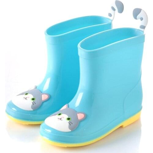 New Style Cute Cat Tail Children Rain Boots Boys Girls Child Cartoon Lovely Waterproof Non-slip Soft Rainboots Kids Water Shoes