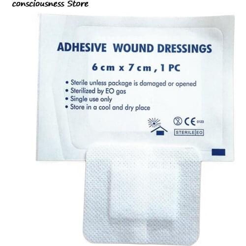 10 Pcs Large Size Hypoallergenic Non-woven Adhesive Wound Dressing Band aid Bandage Large Wound First Aid 6*7cm