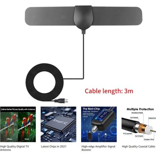 Dropship High Gain 25dB 80Miles HDTV Indoor TV Antenna for DVB-T2 Digital Amplifier Aerial Indoor Digital TV Antenna 2021 newest