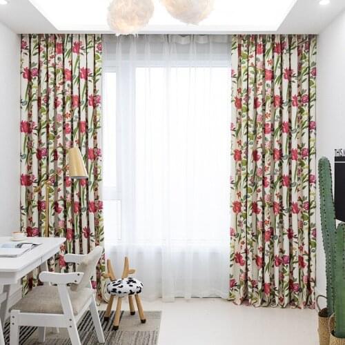 Modern Curtains for Living dining Room Bedrooms Simple European Pastoral Style Double-sided Matte Silk Shade Thickened Printe