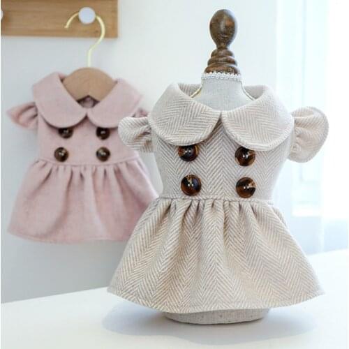Winter Autumn Dog Cat Warm Dresses Fragrant Wind Style Doll Collar Skirt Puppy Kitten Clothing Teddy Poodle Clothes XS-XL