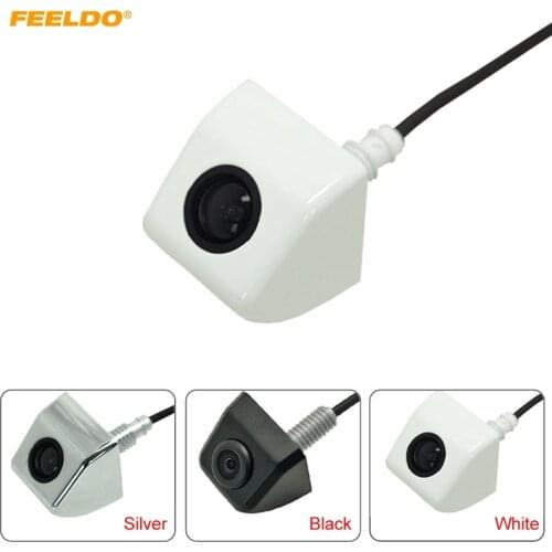 FEELDO Universal Stainless Metal Cover Parking Rear View Camera With Grid/Vertical Switchable White Silver Black #HQ5367