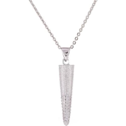 2020 New Design Micro Pave Zircon Umbrella Jewelry Pendant Fashion Silver Plated Spike Necklace For Women