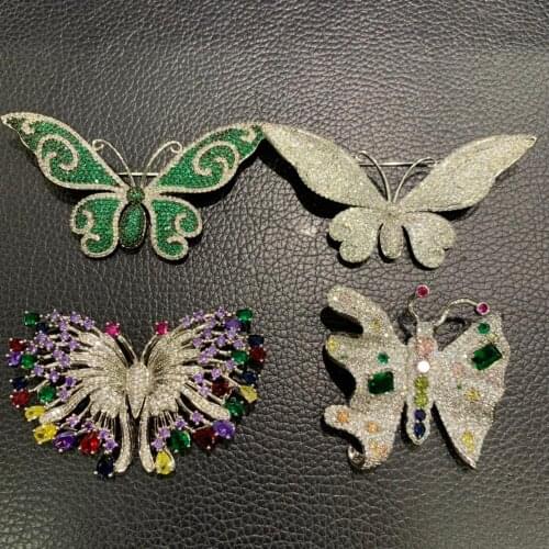Multi color insect butterfly brooch pins green white color fashion women jewelry for coat free shipping blingbling