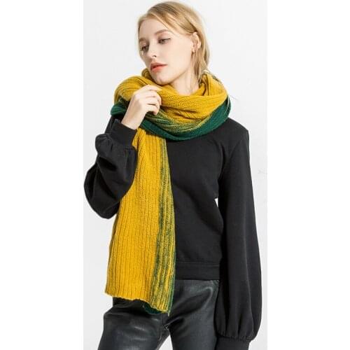 Autumn and Winter Fashion Wool Scarf Contrast Color Gradient Womens Warm Scarf Wild Couple Scarf Women Fashion 2020 Scarf