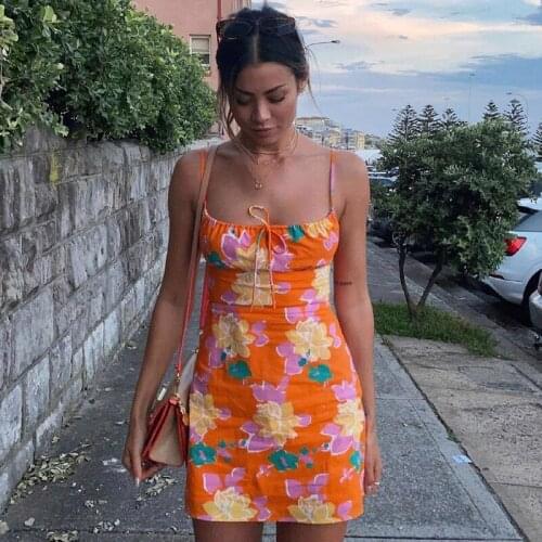 New Arrival Summer Sleeveless Floral Print Strap Mini Dress Ruched Y2K Casual Short Dresses Women Beach Fashion Streetwear 2021