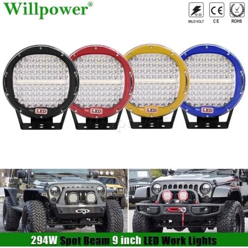 1Pair Auto 4x4 Truck 294W 9" LED Work Light Headlight For Jeep Wrangler Chevy 4RUNNER 4WD SUV Pickup 9 inch Spotlights Fog Lamps