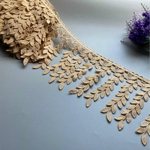 1 Yard 11CM Gold Cotton Leaf Tassel Fringe Embroidered Lace Trim Ribbon Fabric Handmade Sewing Supplies Craft Gift Decorative