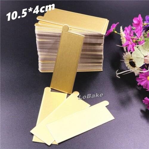 100 pcs/pack) 10.5*4.0*0.1cm golden rectangle design with little handle paper mousse egg tart sweet dessert placemats holders