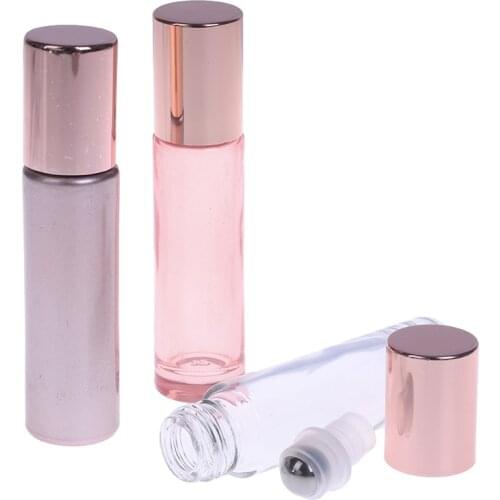 3 colors Wholesale 10ml Essential Oil Perfume Bottle Roller Ball Thick Glass Roll On Durable For Travel Cosmetic Container 2021