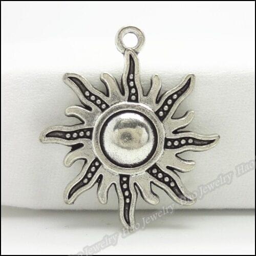 40 pcs Vintage Charms Sun Pendant Antique silver Fit Bracelets Necklace DIY Metal Jewelry Making