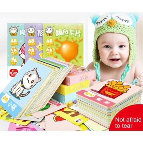 48Pcs/Set Cartoon Animal Fruit Pairing English Chinese Cards Baby Learning Toy