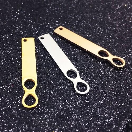 5pcs/Lot Mirror Polish Stainless Steel Rectangle Blank Bar Charms For DIY Making Necklace Keychain Accessories 6*38mm