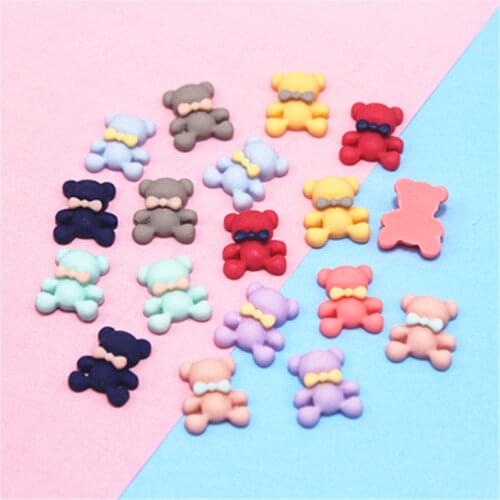 50PCS Mix Colors Cute Resin Small Bear Flat back Cabochon DIY Jewelry/Craft Scrapbook Decoration,12*14mm