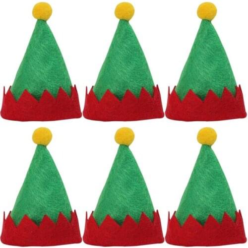6/12pcs Mini Christmas Elf Caps Design Lollipop Hats Decors Nonwoven Candy Packing Hats Christmas Supplies for Home Shop Store