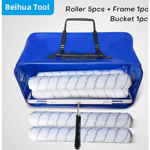 7PCS/set 18inch Paint Bucket kit Paint Roller Brush Paint Tray set for Wall Decoration Handbag Foldable Washing bucket50x28x23cm