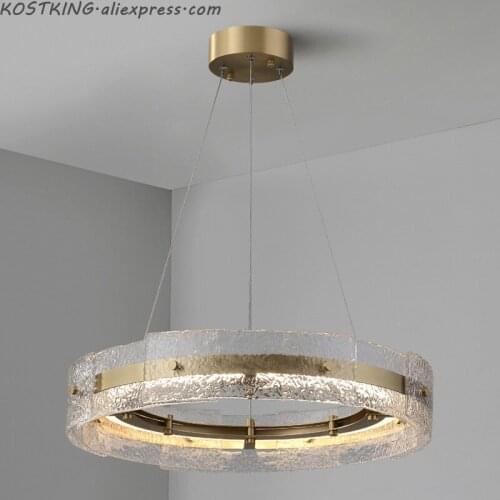 Art deco gold chandelier living lighting AC110V 220V round dinning room bedroom lamp
