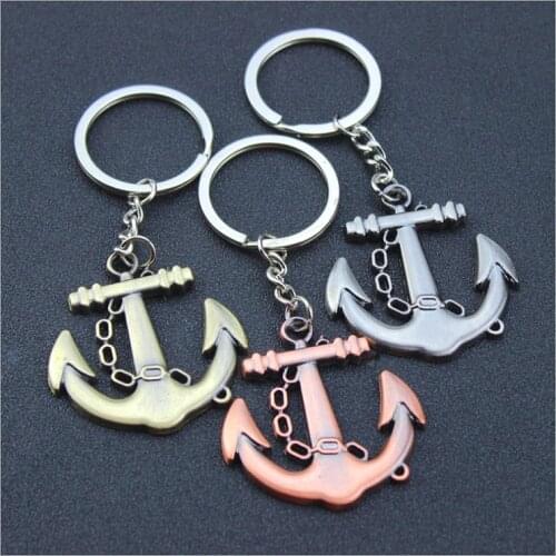 FREE SHIPPING BY DHL 100pcs/lot New Creative Metal Ship Anchor Keychains Zinc Alloy Anchor Shaped Keyrings for Gifts