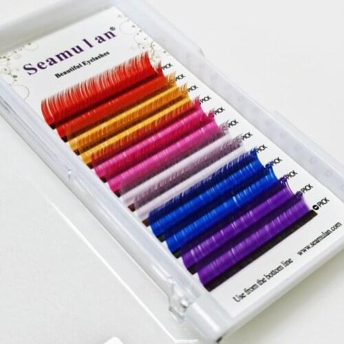 Color Lash Purple Blue Red Pink Yellow Eyelash Extensions Individual False Colored Mink Lashes Makeup