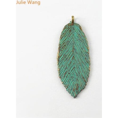 JulieWang 10PCs Mini Charms Alloy Retro Bronze Cute Leaf Pendant Charms Suspensiong Handmade Hanging Tops Hole Accessory 51652