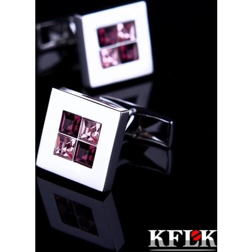 KFLK Jewelry shirt cufflinks mens designer Brand Purple Crystal Cuffs links wholesale Button High Quality Wedding guests