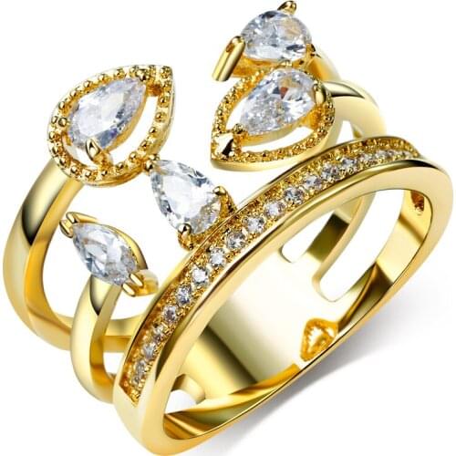 New Luxury Wedding Ring for Women Gold-color Fashion Ring Made with AAA cubic zirconia Lead Free Drop Shipping cz rings