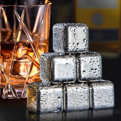 Stainless Steel Ice Cubes Reusable Whisky Stones Wine Cooler Chilling Stone for Drinks Steel Ice Cube with Tongs Bar Accessories
