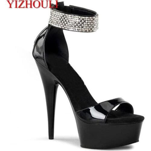Summer high heels with buckled sequins decorated with 15cm pole dancing sandals and 6-inch dancing shoes