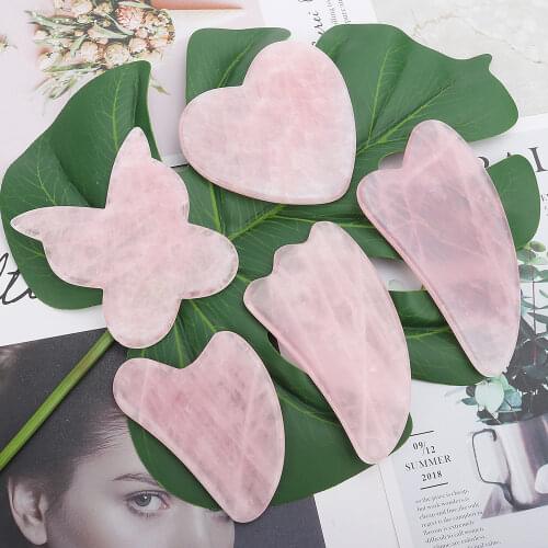 Rose Quartz Jade Guasha Board Natural Stone Scraper Chinese Gua Sha Tools For Face Neck Back Body Acupuncture Pressure Therapy