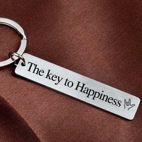 Metal The Key To Happiness Keychain Man Letter Key Chain Women Happy Key Ring Chain Pants Kids Pendant Key Holder Brelok