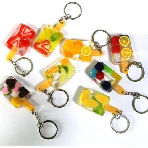 Cute Simulation Miniature Fruit Ice Cream Keychain Bag Pendant Car Ornament Jewelry Gift Children Gift